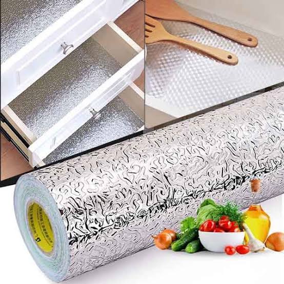 Silver Foil Kitchen Waterproof & Oil Proof Sticker | Aluminum Foil Self-Adhesive Sheet for Stove, Cabinets & Walls â€“ Heat Resistant Wallpaper (60Ã—200cm)