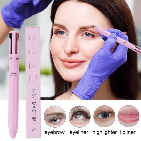 4 in 1 Waterproof Makeup Pen Eyebrow Pencil Long Lasting Easy Lip Color Liner Highlight Lying Silkworm Eyeliner Pen Makeup Tools (Random Color)