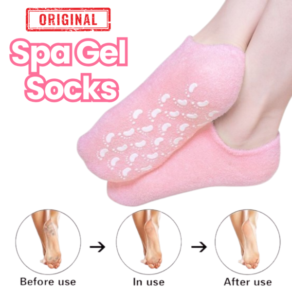Reusable Silicone Spa Gel Socks For Dry Feet And Cracked Heel Treatment â€“ Moisturizing Hydrating Softening And Skin Smoothing Overnight Foot Care