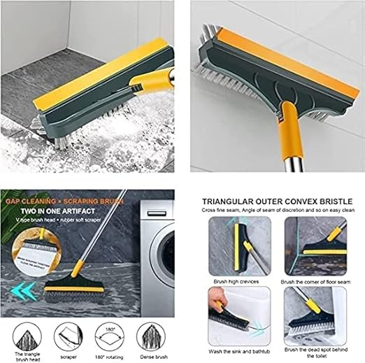 2 in 1 Floor Cleaning Brush Bathroom Tile Windows Floor Cleaning Brush with 120Â° Rotatable Head - Multipurpose Bathroom Floor Cleaning Brush - Floor Brush Scrubber - Without Box | Floor Cleaning Brush