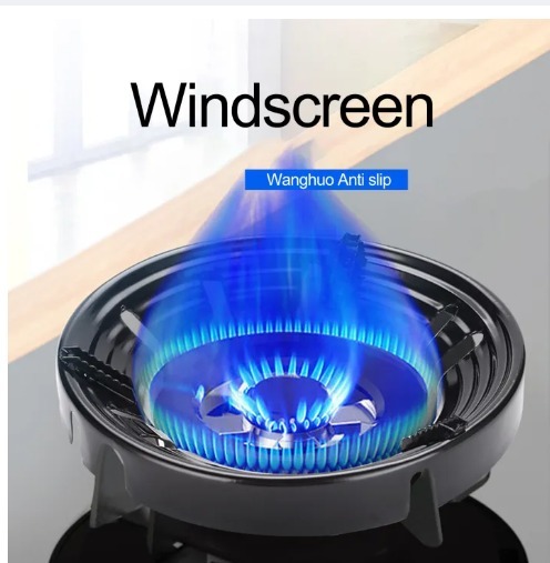 Gas Stove Burner Stand | Nonâ€‘Slip Bracket | 3D Windproof Hood | Universal Cast Iron Cook Top Parts