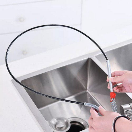 Stainless Steel Hair Catching Drain Cleaning Wire Spring Sink Cleaning Stick (50cm)