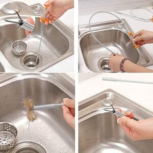 Stainless Steel Hair Catching Drain Cleaning Wire Spring Sink Cleaning Stick (50cm)