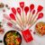 12 Pcs Silicone Cooking Utensils Kitchen Utensil Set | Heat Resistant Kitchen Non toxic Spatula Set with Turner Tongs,Spoon,Brush,Whisk-Wooden Handle - Random Color
