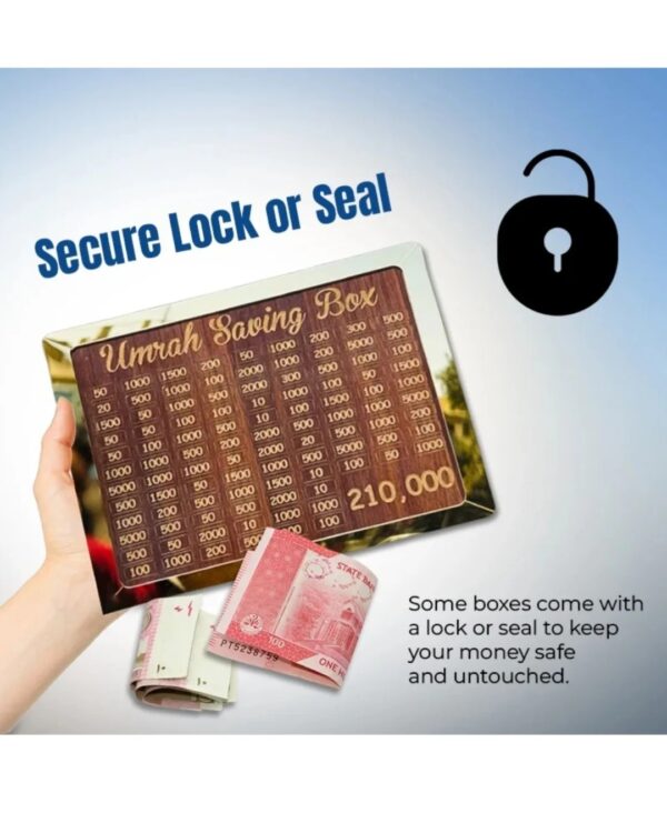 Umrah Saving Box - Box For Umrah Saving | Umrah Saving Box - Best Quality Umrah Saving Box - Umrah Saving Box Dark Brown, Wooden Money Box for Umrah - 210,000