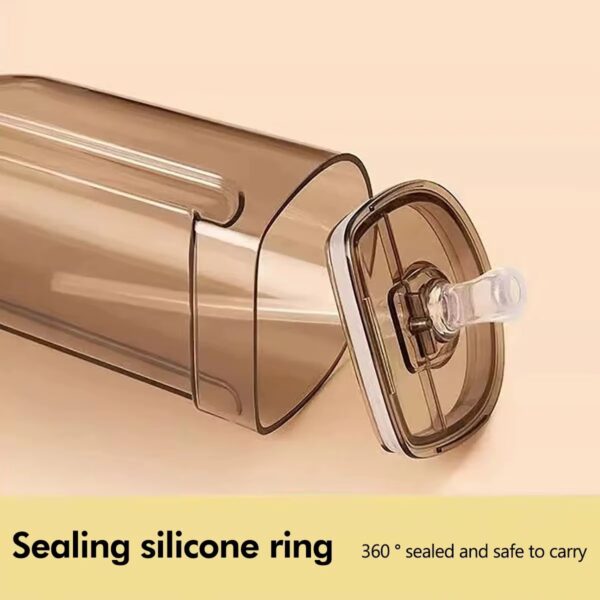 School Bus Design Kids Water Bottle With Strapâ€“ 600ml ABS Plastic Leak-Proof Bottle Small Square Drinking Cup â€“ Fun & Durable Water Bottle for Children (Random Color)