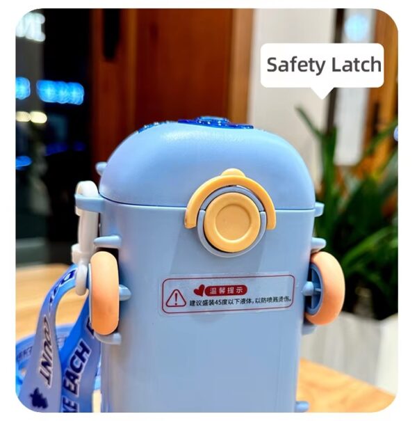 School Bus Design Kids Water Bottle With Strapâ€“ 600ml ABS Plastic Leak-Proof Bottle Small Square Drinking Cup â€“ Fun & Durable Water Bottle for Children (Random Color)