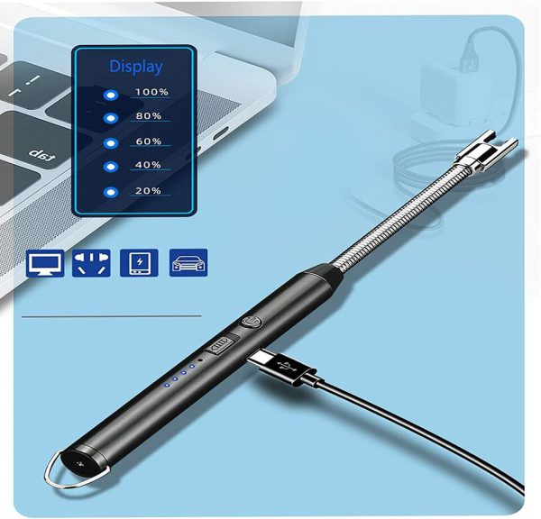 Arc Lighter With Usb Charging | Flameless Windproof | LED Battery Display | Safety Switch | Rotate 360 Degrees(random colors)