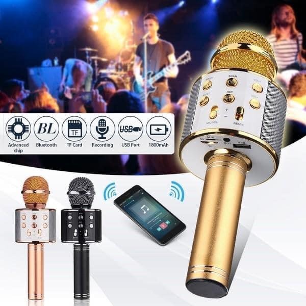 Bluetooth Microphone Karaoke Wireless Microphone Professional Speaker Handheld Microfone Player Singing Recorder Mic WS-858 KTV Microphone and Hifi Speaker