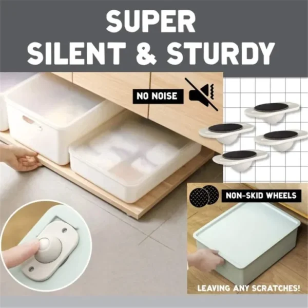 Quality Furniture Moving Wheel -  [4 Pcs] | Stainless Steel Mini Swivel Wheels With 360 Degree Rotation For Bins Storage Box