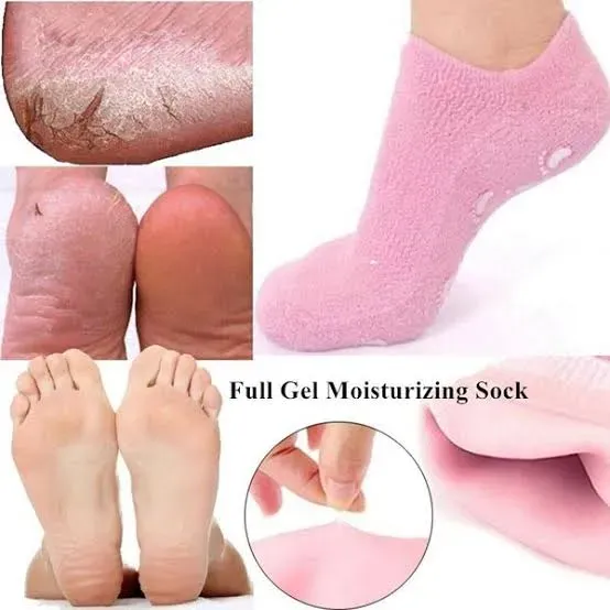 Reusable Silicone Spa Gel Socks For Dry Feet And Cracked Heel Treatment â€“ Moisturizing Hydrating Softening And Skin Smoothing Overnight Foot Care