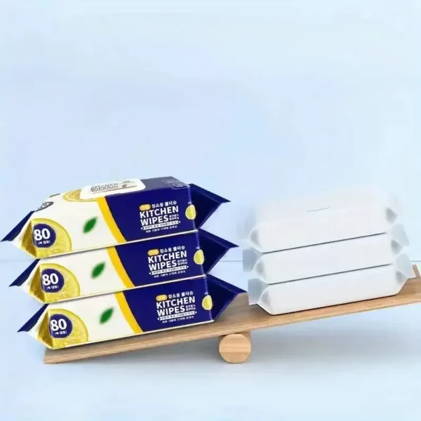 Kitchen Wipes â€“ Pack of 80 Pieces, Multipurpose Cleaning Wipes for Home and Kitchen Use -Soft and durable material for effective cleaning