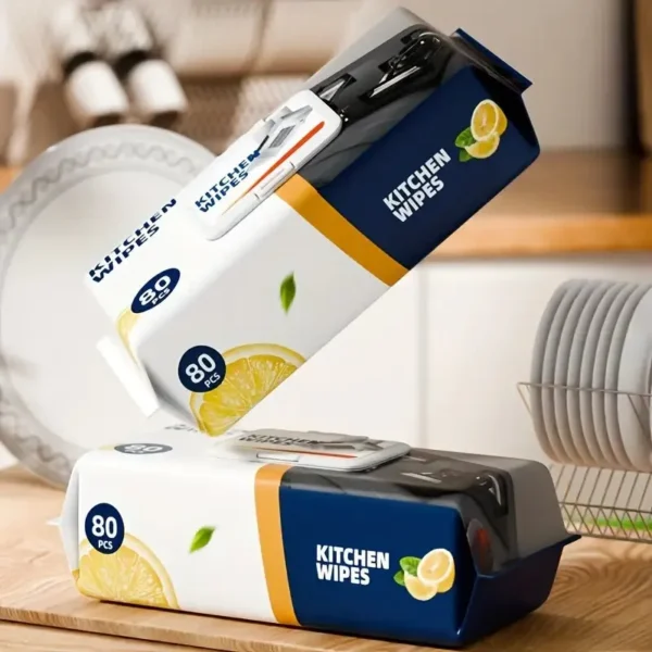 Kitchen Wipes â€“ Pack of 80 Pieces, Multipurpose Cleaning Wipes for Home and Kitchen Use -Soft and durable material for effective cleaning